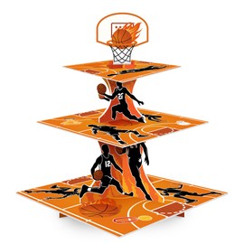 Basketball Cupcake Stand, 3 Tier Basketball Party Decorations Cupcake Stand - Basketball Theme Party Cupcake Stand Sports Theme Cupcake Tower, for Birthday Decorations