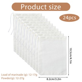 24pcs Spice Bags for Cooking, 4.1x3.2inch Muslin Bags with Drawstring, Reusable Tea Bags for Loose tea, Filter Cold Brew Bags, Cheese Cloths for Straining