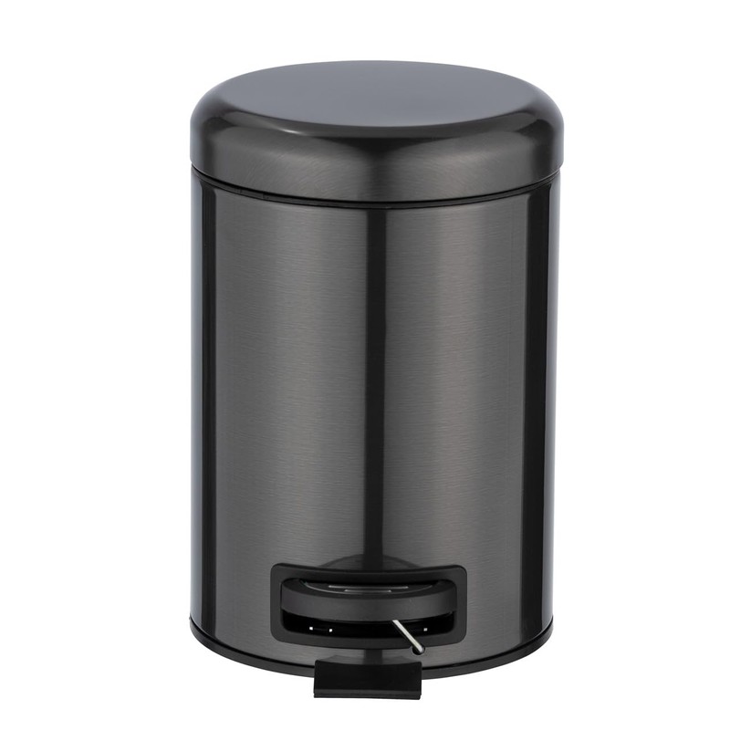 WENKO 3 Litre Anti-Fingerprint Bin, Stainless steel, Black, 17 x