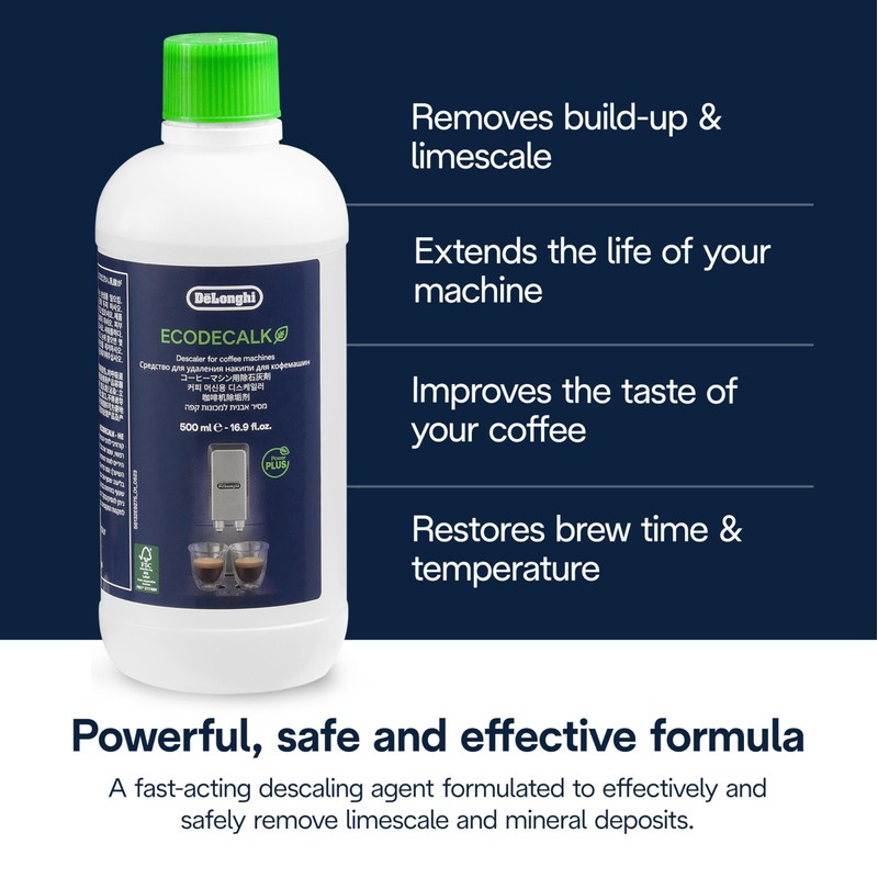 De'Longhi EcoDecalk Descaler 2-Pack, Eco-Friendly Universal Descaling Solution for Coffee