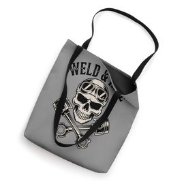 Skull with Goggles and Crossed Pistons Biker Artwork Tote Bag