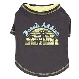 TOP PAW Summer Fun Beach Addict Grey Dog Tee~Small~