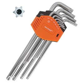 NordWolf 10-Piece Security Torx Wrench Set, Long Arm Tamper Proof S2 Steel Star Keys, Sizes T10 to T55