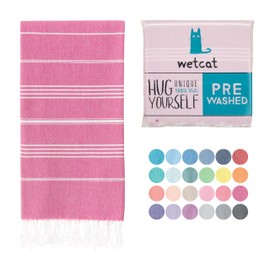 WETCAT Turkish Beach Towel Oversized (38"x71") 100% Turkish Cotton, Made in Turkey - Sand Free, Extra Large, Ultra Soft, Quick Drying, Compact & Lightweight for Travel - Fuchsia