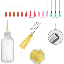Needle Bottle Applicator 50ml 5Pcs, Precision Needle Tip Glue Bottle with 14 Dispensing Fine Needles and 12 Caps for DIY Craft Refilling Glue, Acrylic Paint, Oil (50ml)