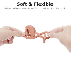Eoopoon Silicone Baby Teething Toy, Silicone Baby Teether for Babies 3 Months+, BPA Free, Boys Girls Shower, Birthday, Christmas Gifts (Cotta)