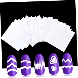 Minkissy 3sets Nail Decal Stickers Adorable French Tip Nail Art Stencils for Easy DIY Design for Lovely Girls and Craft Enthusiasts