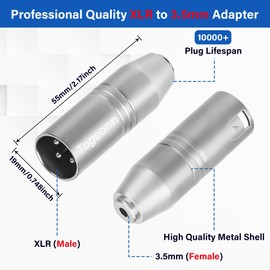 Togconn XLR to 1/8" Adapter 2 Pack,3-Pin XLR Male to 3.5mm (1/8 inch) Female Stereo TRS Mini-Jack Microphone Audio Extension Connector Converter for Camcorders, Recorders, Mixers