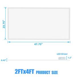 WYZM 2x4FT LED Flat Panel Light 75Watt Dimmable 0-10V 7800Lu,men 5000K Daylight White