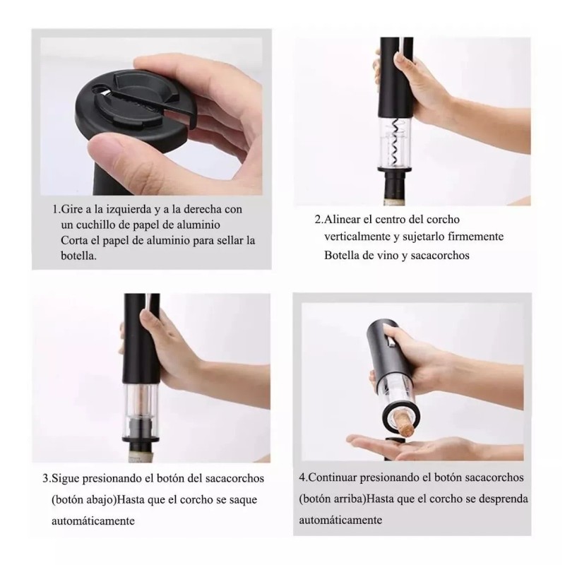 Misorel Sacacorchos Eléctrico Recargable Para Vino/ Coctelería Hogar