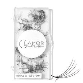 GLAMOREYELASH 500 Promade Volume Fans Loose Eyelash Extension, Handmade Individual Lashes Loose Fan 3D-16D, 0.03/0.05/0.07mm Thickness, C CC D Curl for Mink Lashes, 8-16mm Length (5D-0.07-C, 16mm)