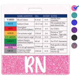 Plifal RN Phlebotomist Badge Buddy with Order of Blood Draw Reference Card - Phlebotomy Nurse Essentials Accessories for Hospital, Rose Horizontal ID Name Tag with Flash Card Cheat Sheet