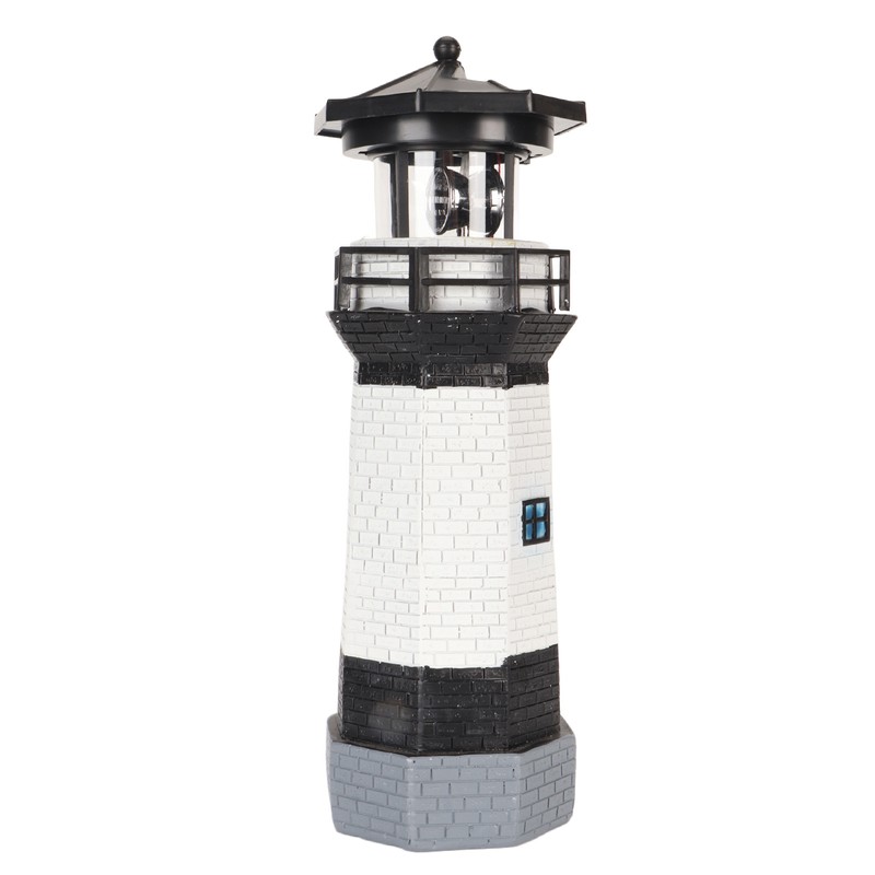 Solar Lighthouse 360 Degree Rotating Lighthouse Decoration Fadeless Resin LED