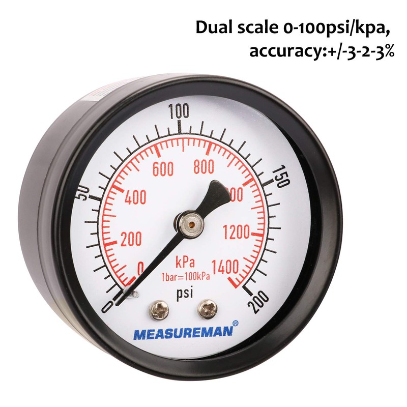 MEASUREMAN Economic Dry Pressure Gauge Air Compressor Pressure Gauge, 2"