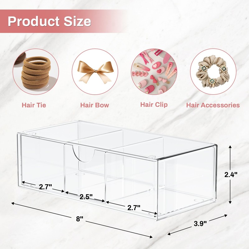 JDOTL Hair Accessories Organizer for Girls, Clear Acrylic Hair Bow