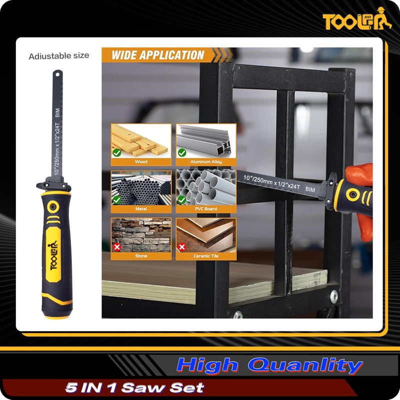 TOOLAN: 5-In-1 Multi Blades Hand Saw, 6 Inch(11T/16T) Double Edges