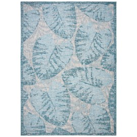 SAFAVIEH Courtyard Collection 8' x 10' Grey / Aqua CY8556 Indoor/ Outdoor Waterproof Easy Cleaning Patio Backyard Mudroom Area Rug
