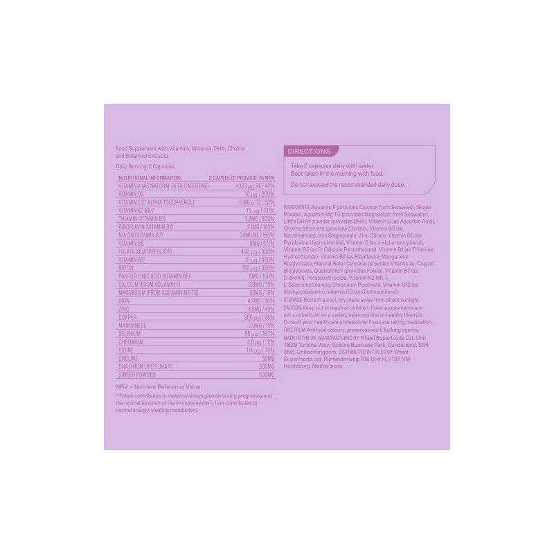Rheal Pregnancy + New Mama Supplement - 60 Capsules