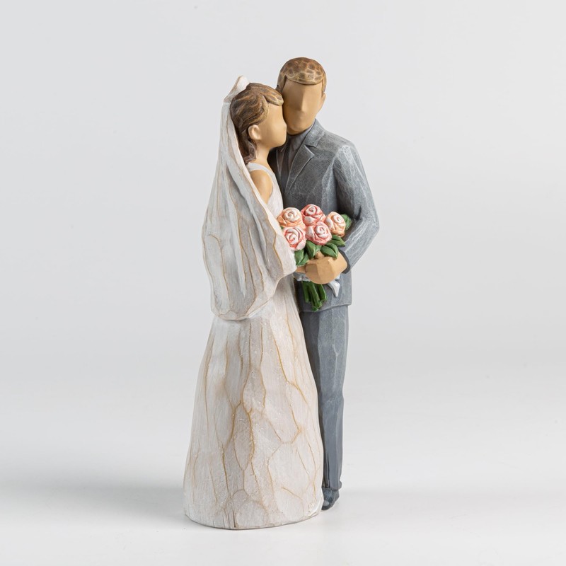 ShineOnAnegl 8“ Bride and Groom Statue Newlywed Couple Sculpture Wedding