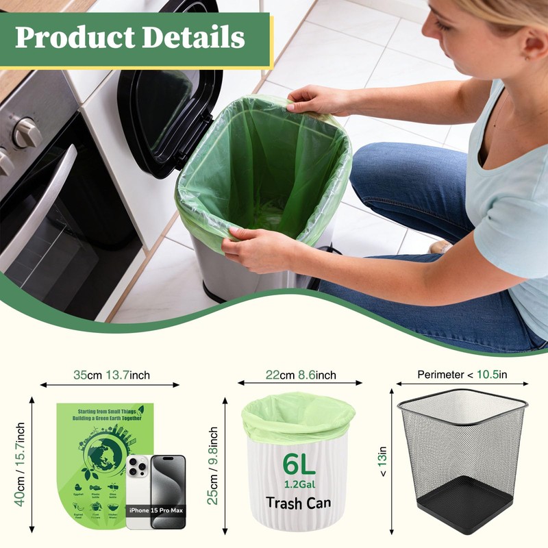 Vosyinm Small Trash Bags 1.2 Gallon, 120 Count Bathroom Garbage