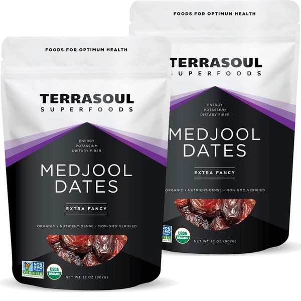 Terrasoul Superfoods Organic Medjool Dates, 4 Lbs - Soft Chewy Texture | Sweet Caramel Flavor | Farm Fresh