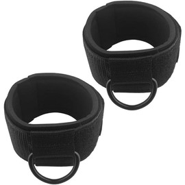 Padded Ankle Cable Straps for Cable Machine - Glute Leg Kickback with Free Bag-Bodybuilding Gym Home Workout - Black 2 Pack - Color: White D-Ring