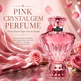 Pink Crystal Gem Perfumes for Women 75ml 2.54 fl.oz - Peach & Floral Scent, Long Lasting Eau de Parfum Elegant Glass Bottle