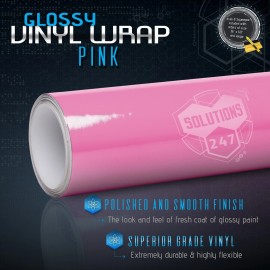 Solutions Gloss Pink Glossy Vinyl Wrap Bubble Free Air Release - 60" x 72" In / 5FT x 6FT