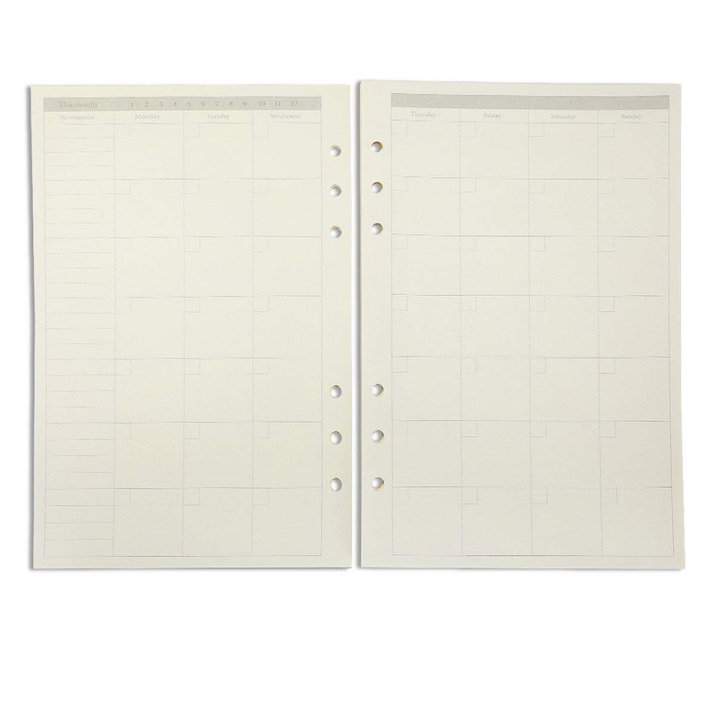 Harphia 6 Ring Binder Refill, Undated A5 Planner Inserts, Monthly