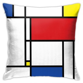 ILPIZZINO Mondrian Minimalist De Stijl Modern Art Fatfatin Throw Pillow Covers 18"X18" Cozy Velvet Square Throw Pillowcases Home Decor For Bed Couch Sofa Living Room Cushion Cover