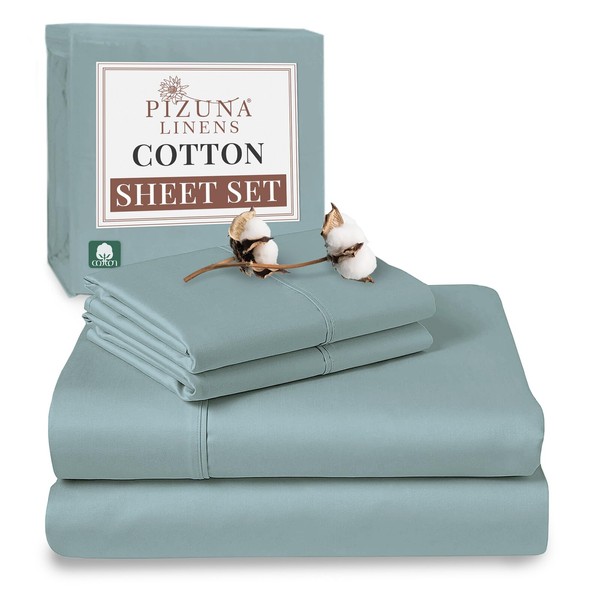 Pizuna Pure 100% Cotton Sheets King Size, Luxurious 400 Thread