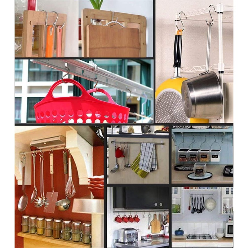 JUTOSU S-Shaped Hooks, S Hooks, Stainless Steel, Small, Large, Storage,