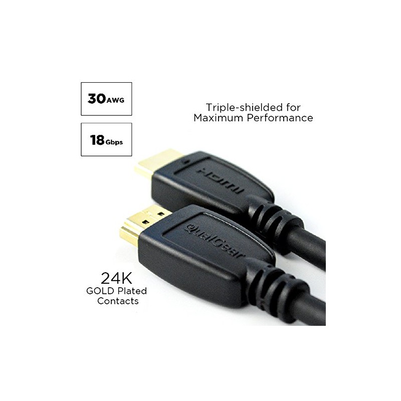 QualGear 12' High Speed HDMI 2.0 Cable with Ethernet Black