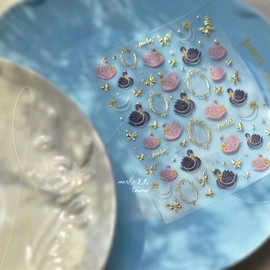 Swan Nail Art Sticker Decals Black Pink Nails Decals with Golden Border Design Small Gold Butterfly Nails Stickers for Women Girls 5D Embossed Self Adhesive Manicure Charms DIY Decoration