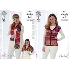 King Cole 4764 Crochet Pattern Womens Waistcoat and Accessories in King Cole Riot DK