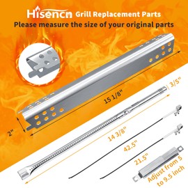 Hisencn Grill Replacement Parts for Charbroil 3 Burner Grill 463343015, 463435115, 463370015, 463335115, 463234815, 463436815, Burner, Heat Plate, Crossover Tube, Igniters, G432-8M00-W1 G458-0018-W1