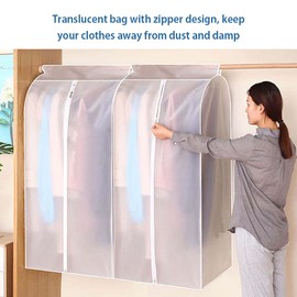Irishom Garment Clothes Cover Protector Hanging Garment Storage Bag Translucent Dustproof Waterproof Hanging Storage Bag for Wardrobe with Full Zipper