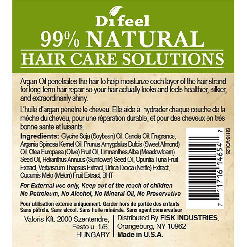 Difeel 99% Natural Moisturizing Hair Care Solutions, Volumizing 2.5 ounce