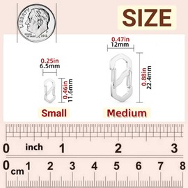 OHINGLT 12Pcs 2Size Necklace Shortener Clasp Double Opening Lobster Clasp, Stainless Steel S Lock Chain Shortener for Necklace Clip Jewelry Connectors