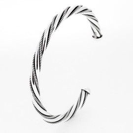 VN Jewelry Men's Silver Torque Bangle | Solid 925 Sterling Silver Torque Bangle Bracelet - Silver Bangle For Men