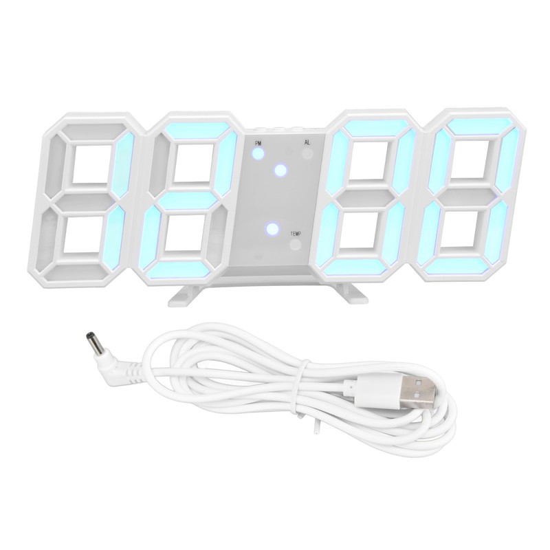 Digital Wall Clock Modern Design Temperature Display Alarm Function Sound