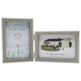 Smiling Art Double Wooden Photo Frame for 2 Photos, Folding Double Frame