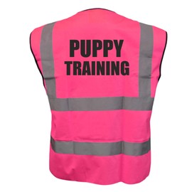 Puppy Training, Dog Walker Pink Hi Viz Vis Vest Reflective Waistcoat Jacket Road Safety High Visibility, Medium