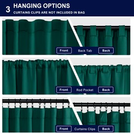 Hiasan Christmas Blackout Curtains 45 inch Long, Light Blocking Thermal Insulated Rod Pocket & Back Tab Emerald Green Drapes Sewn with Tiebacks for Nursery Bedroom Living Room, 38-inch Wide, 2 PC