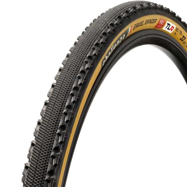 Challenge Gravel Grinder Pro Tire Tubeless, Folding, Black/Tan, Handmade 700x33