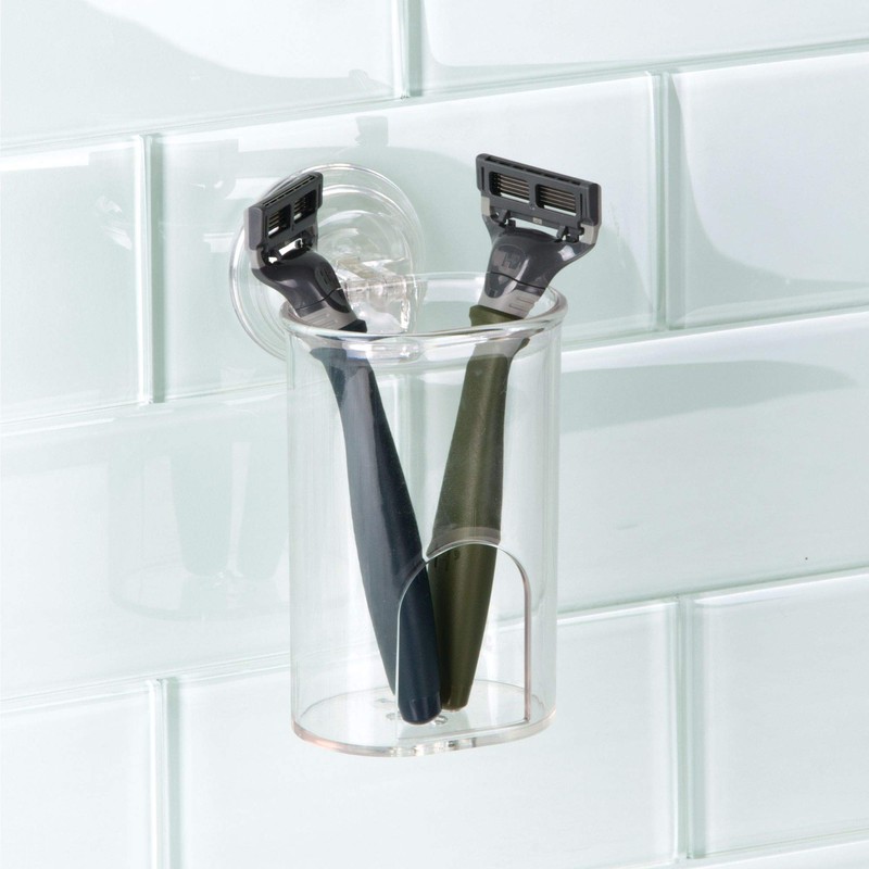 iDesign Plastic Suction Tumbler Cup and Bathroom Organizer for Mirror