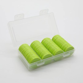 HAKITAROOM Set of 100 Opaque Plastic Learning Counters Mini Poker Chips Game Tokens with Storage Box (LawnGreen, 1.58 Inch)