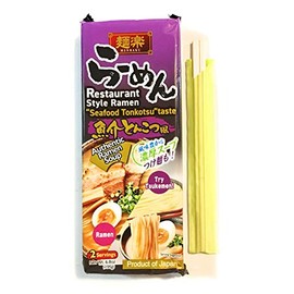 Menraku Restaurant Style Ramen(Seafood Tonkotsu Taste)6.8 Oz-2 Pack And 2 Pairs Of Chopstick