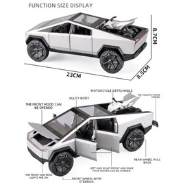 1:24 Cyberpunk Pickup Truck Model Alloy Simulation Sound and Light Pull Back Off-Road Vehicle Boys Collection Decoration Birthday Gift (Gray)