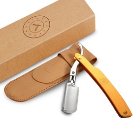 Best Shavette Straight Razor - Replaceable Blade Straight Razor, Metal Handle Shavette, No Stropping or Honing Needed, Great For Beginners, Starter Blade, Hygienic, Close Shave, Leather Case